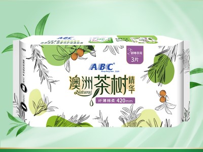 ABC卫生巾澳洲茶树超长420mm纤薄棉柔夜用姨妈巾3片