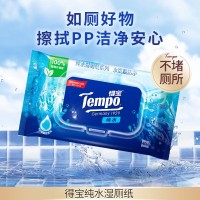 得宝湿厕纸巾纯水擦屁屁湿巾家用可冲散便携装40片装男女私处可用